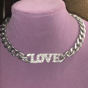 Love chain rhinestone necklace